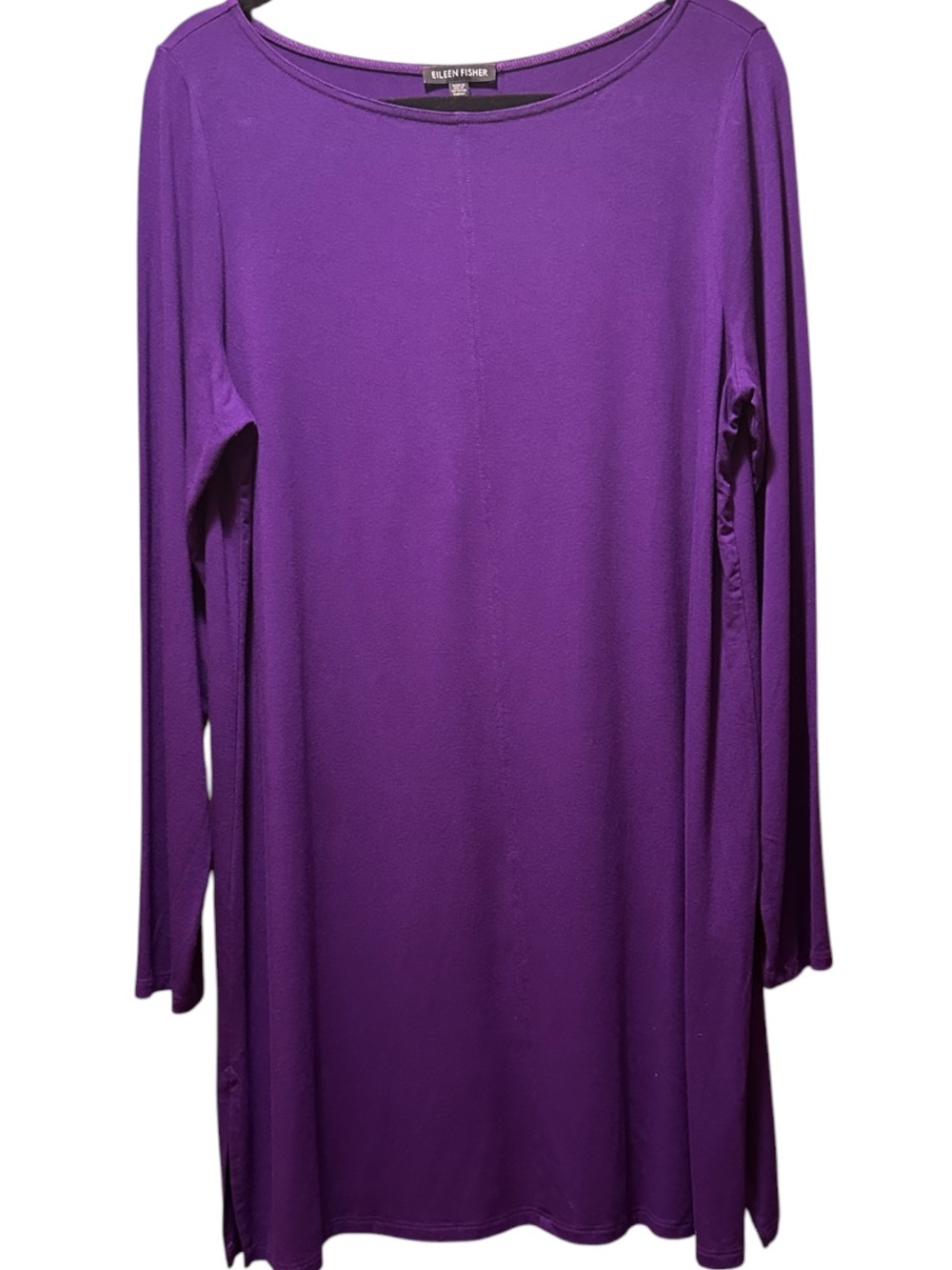 EILEEN FISHER Purple Scoop Neck Long-Sleeve Tunic